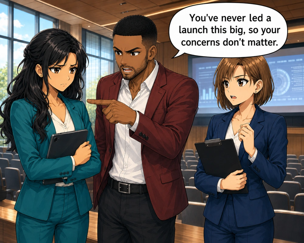 He dismisses her concerns again because she has never led a launch this large.
