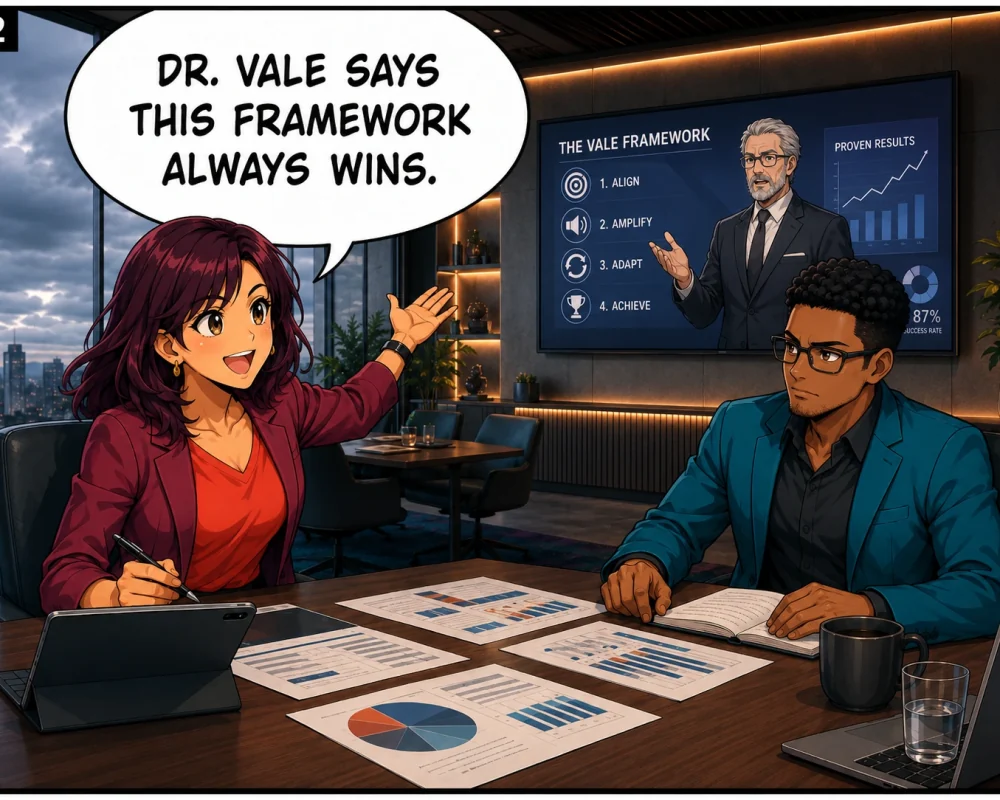 The woman recommends a framework solely because Dr. Vale says it always wins.