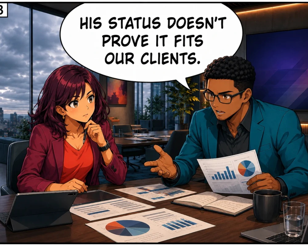 The man replies that the expert’s status does not prove the method fits their clients.