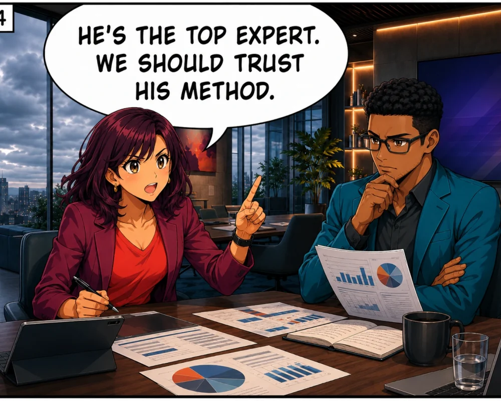 The woman insists that they should trust the method because Dr. Vale is the top expert.