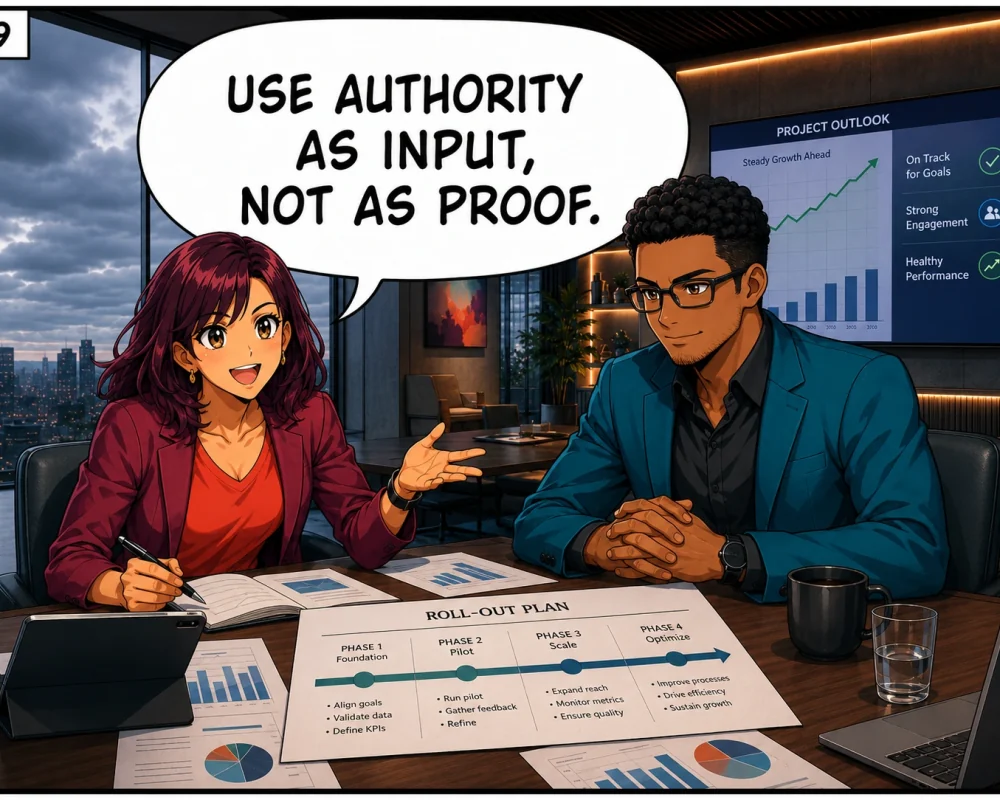 They adopt a stronger plan that uses authority as input, not as proof.