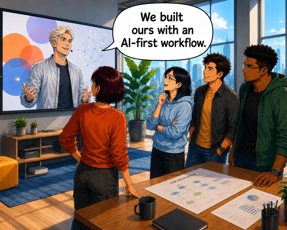 A manager suggests building the portal around an AI-first workflow.