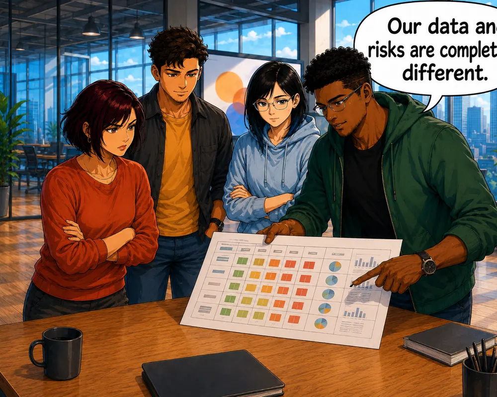 Another colleague points out that their data and risks are completely different.