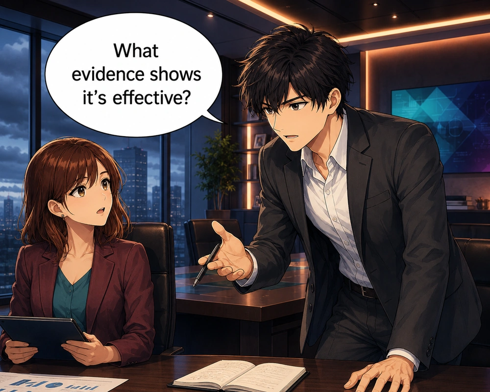 The man asks what evidence shows that the plan is effective.