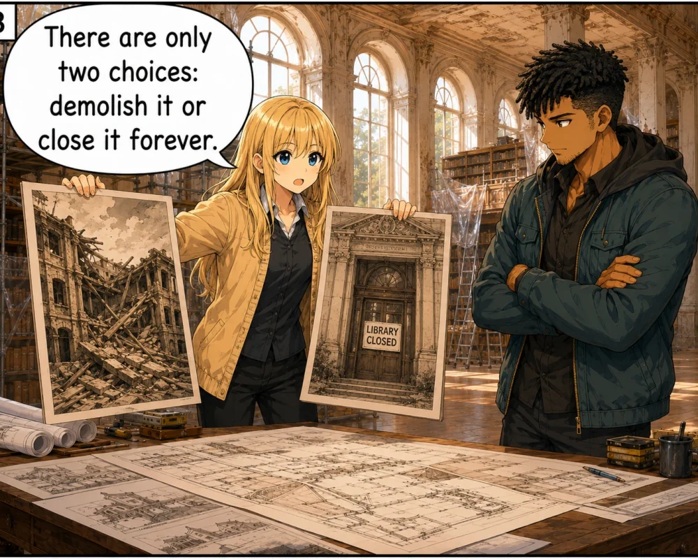 One planner insists that there are only two choices: demolish the library or close it forever.