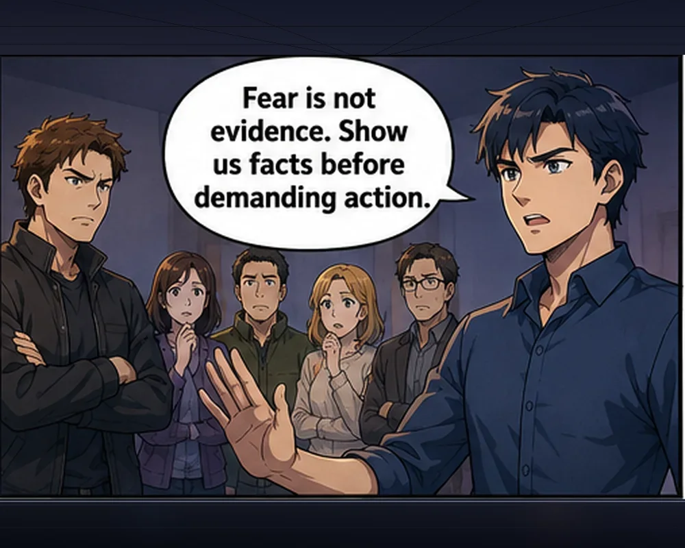 One person asks for evidence and time to consider the actual risks before agreeing to the plan.