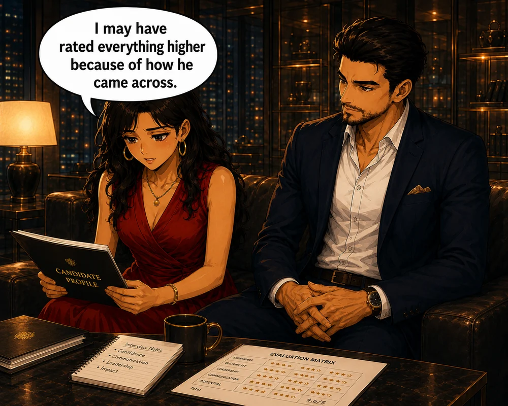 The woman realizes, “I may have rated everything higher because of how he came across.”