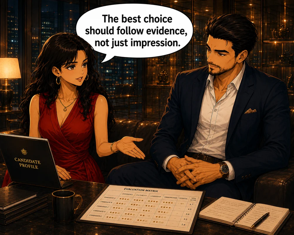After separating the evidence, the woman concludes, “The best choice should follow evidence, not just impression.”