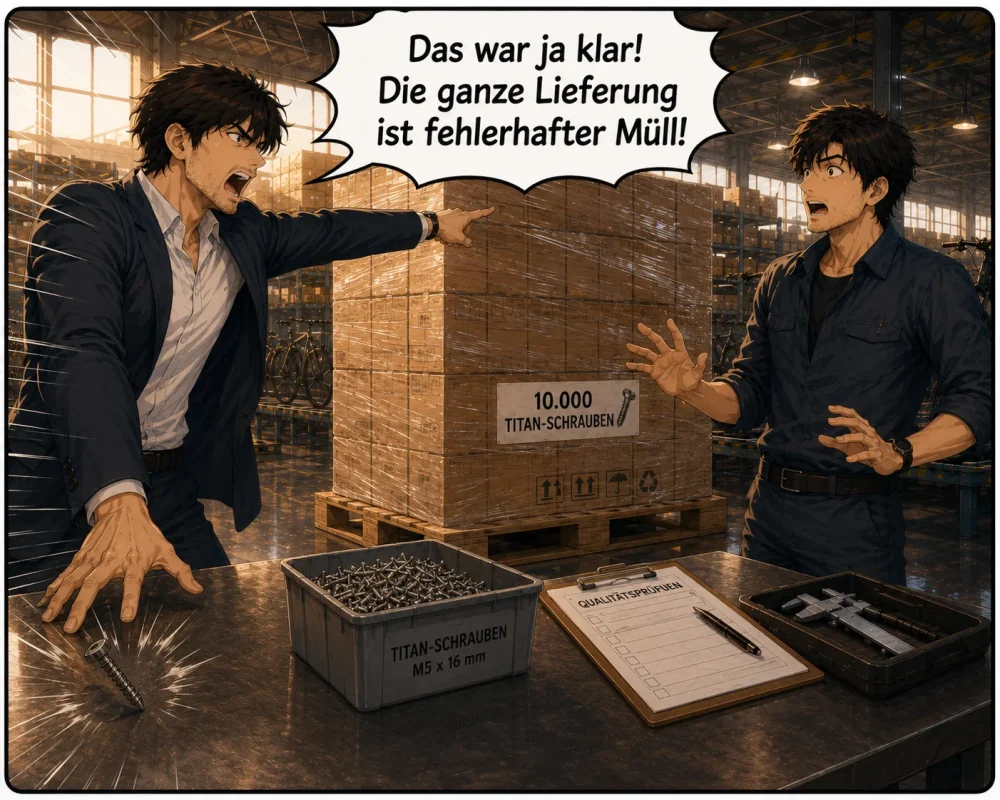 The manager declares the entire shipment defective after examining the single screw.