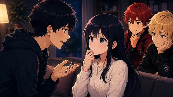 A student making a small request while others watch