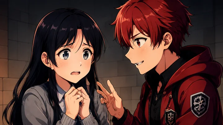 A worried student being pressured by another student