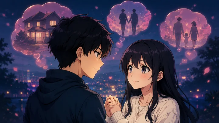 A couple imagining an idealized future together