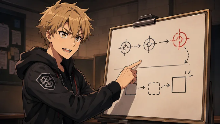 A student explaining shifting targets on a whiteboard