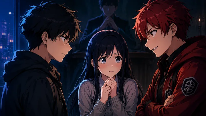 A worried student caught between two arguing students