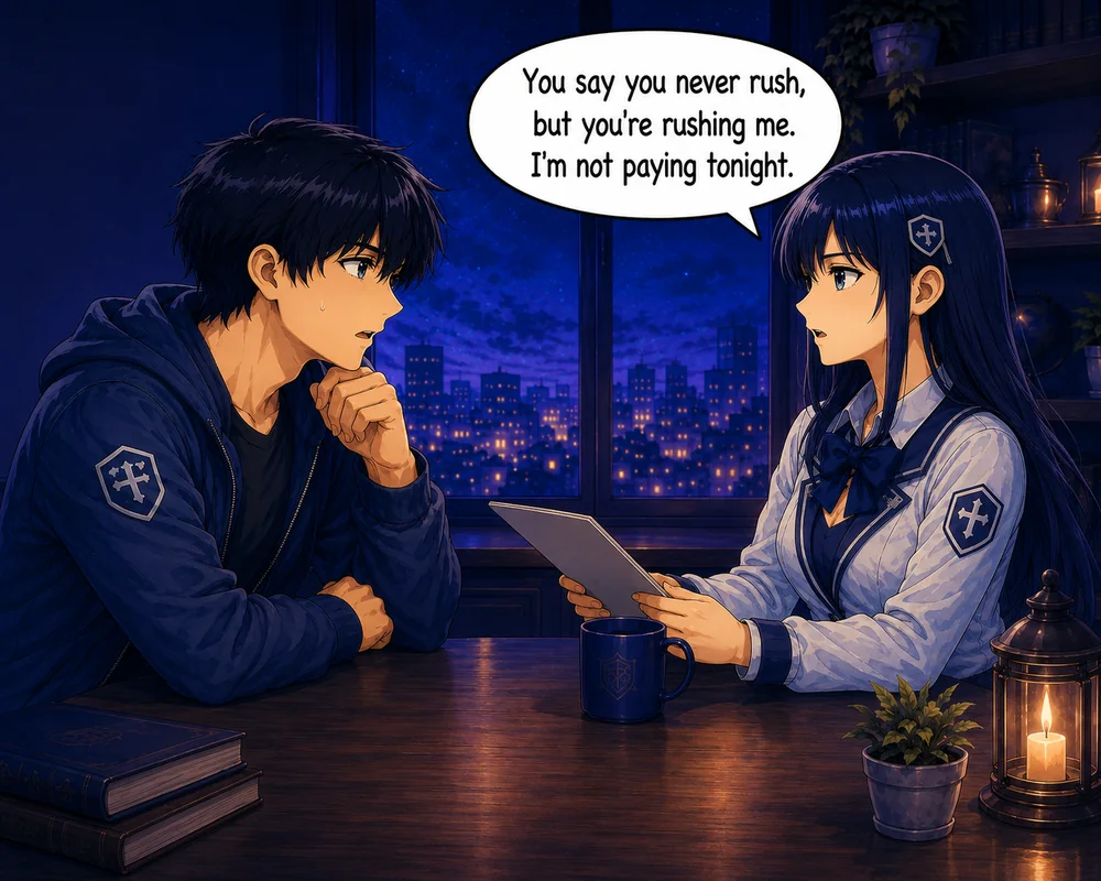 She compares the man’s words with his actions instead of relying only on the feeling of connection.