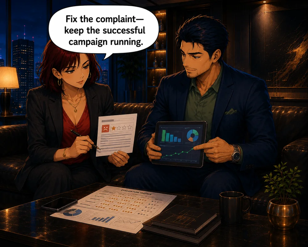The pair agree to fix the complaint while keeping the otherwise successful campaign running.