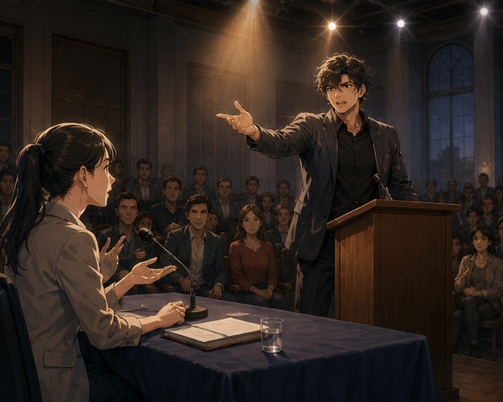 Playing the Victim — During a public forum, a moderator asks a speaker to correct a chart whose source does not contain the numbers shown.