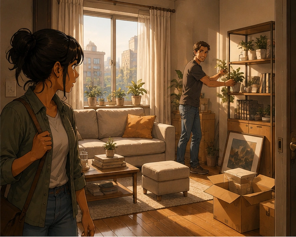 Reciprocity Pressure — While Amara is away, a friend reorganizes part of her apartment without permission.