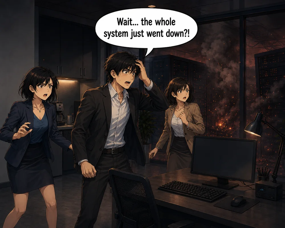 The entire system fails while the team has been arguing about the irrelevant issue.