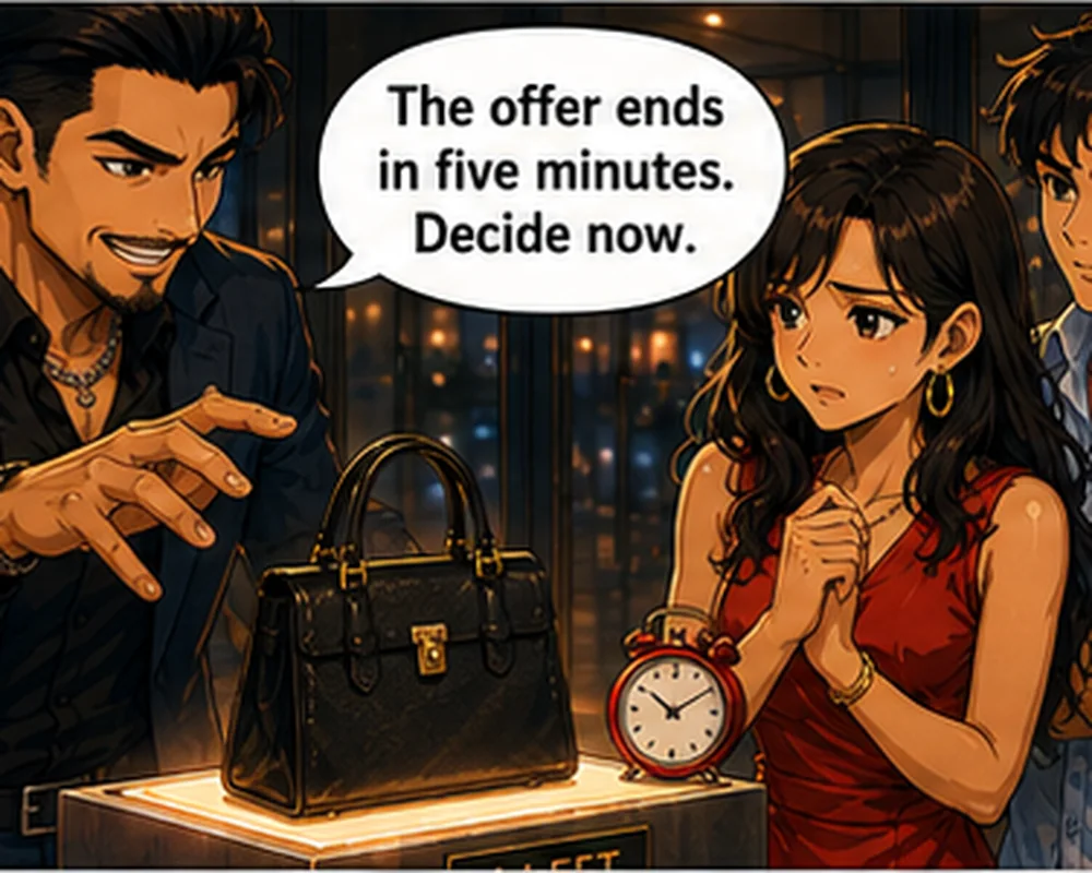 The shopper feels rushed to buy because the offer is presented as disappearing at once.