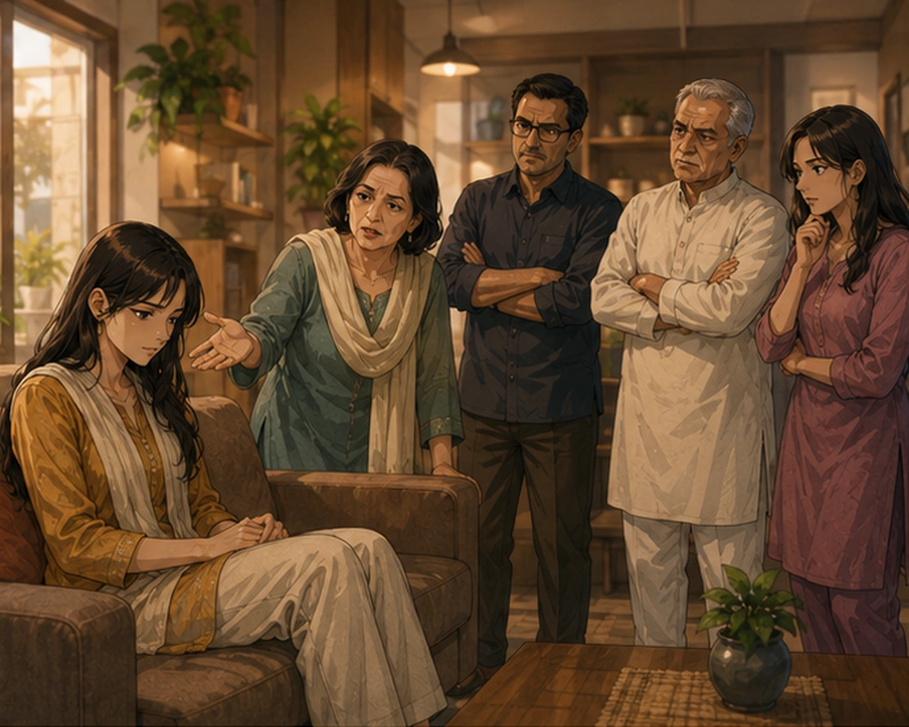 Shaming — Mina decides not to attend a large family ceremony for health and financial reasons.