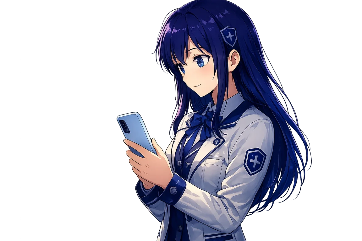 A student checks social signals on her phone