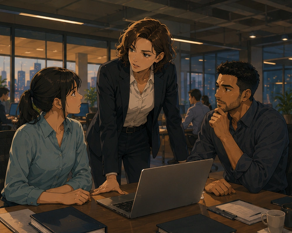 Triangulation — A manager gives Lena and Omar overlapping responsibilities.